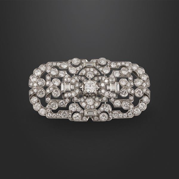 DIAMOND AND PLATINUM BROOCH  - Auction Important Jewelry - Casa d'Aste International Art Sale