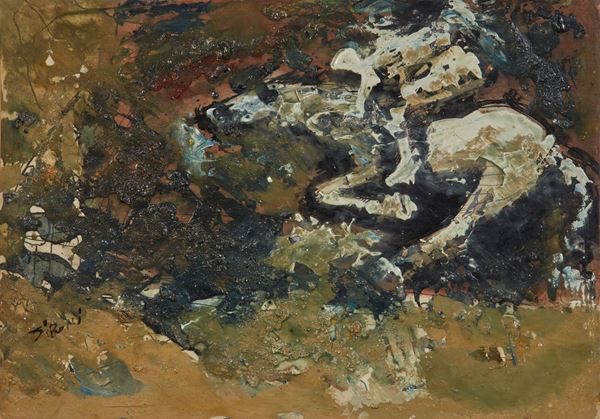 Composizione con cavallo e cavaliere  (1957 circa)  - Asta Asta a Tempo Dipinti di Arte Moderna, Contemporanea e XIX Secolo - Casa d'Aste International Art Sale