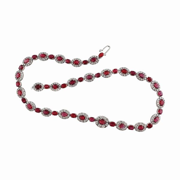RUBY, DIAMOND AND GOLD NECKLACE