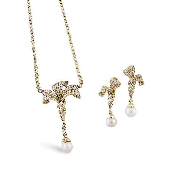 CULTURED PEARL, DIAMOND AND GOLD PARURE  - Auction Important Jewelry - Casa d'Aste International Art Sale