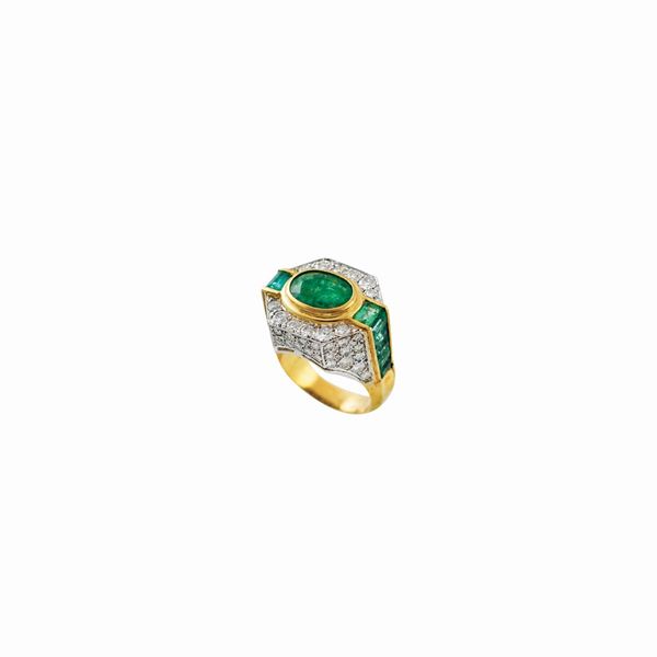 EMERALD, DIAMOND AND GOLD RING  - Auction Important Jewels and Silver - Casa d'Aste International Art Sale