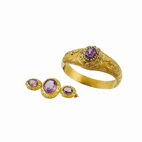 AMETHYST, PEARL AND GOLD LOT