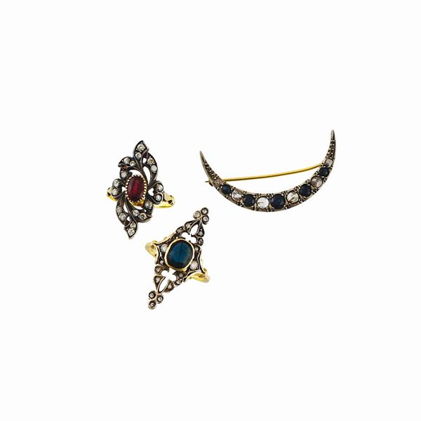 GEM SET, SILVER AND GOLD LOT