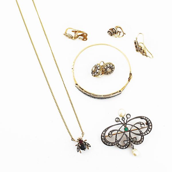 GEM SET, GOLD AND SILVER LOT