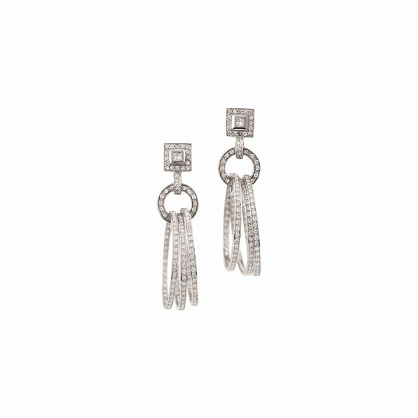 * PAIR OF DIAMOND AND GOLD EARRINGS  - Auction Important Jewels and Silver - Casa d'Aste International Art Sale