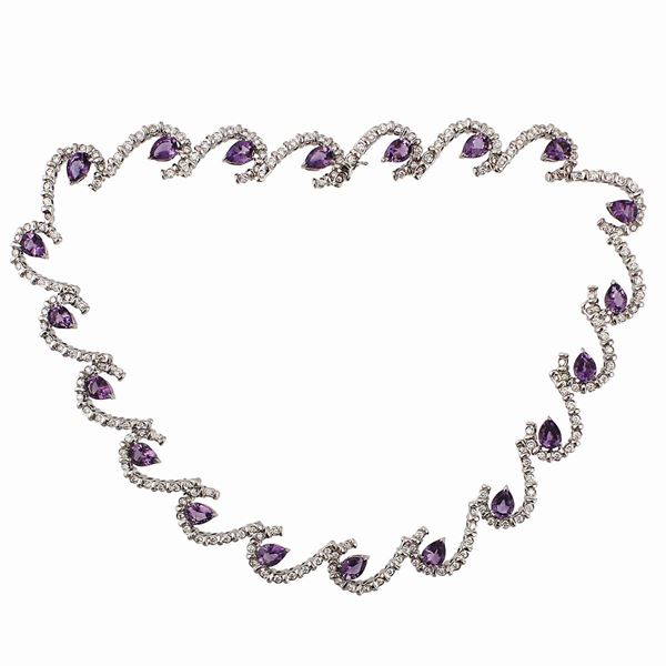 * AMETHYST, DIAMOND AND GOLD NECKLACE