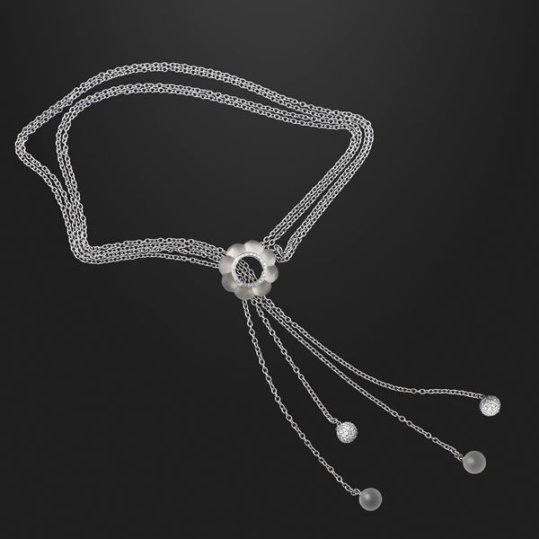 * ROCK CRYSTAL, DIAMOND AND GOLD NECKLACE