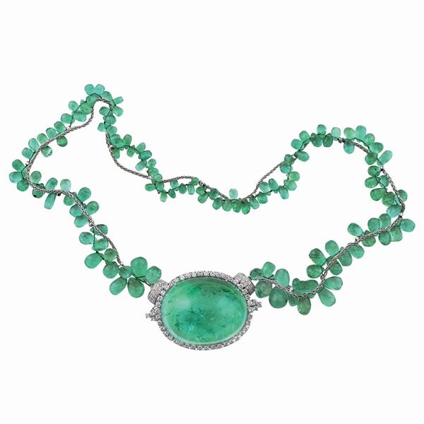 EMERALD, DIAMOND AND GOLD NECKLACE  - Auction Important Jewels and Silver - Casa d'Aste International Art Sale