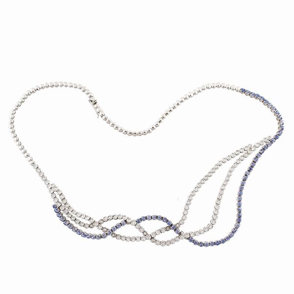 * SAPPHIRE, DIAMOND AND GOLD NECKLACE