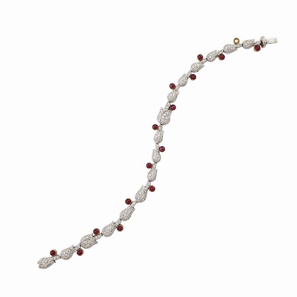 * DIAMOND, RUBY AND GOLD BRACELET  - Auction Important Jewels and Silver - Casa d'Aste International Art Sale