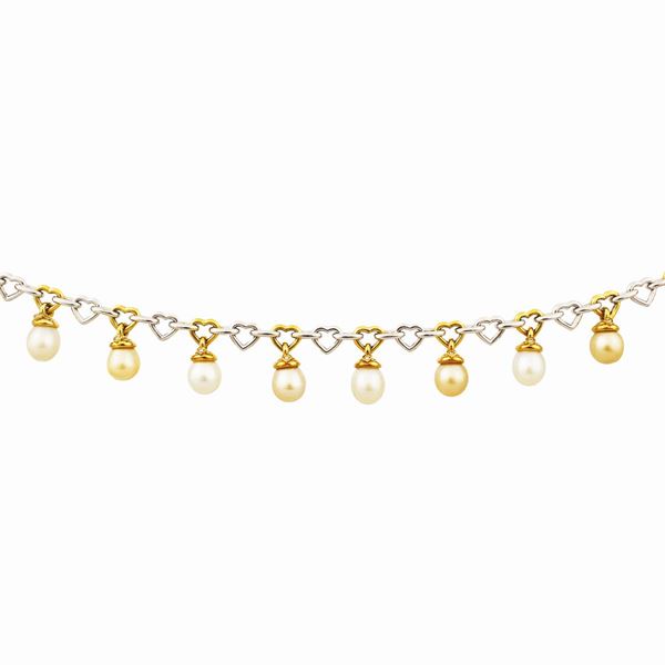 SOUTH SEA PEARL, DIAMOND AND GOLD NECKLACE
