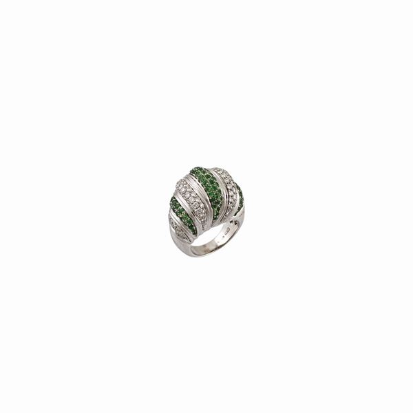 * DIAMOND, TZAVORITI AND GOLD RING  - Auction Important Jewels and Silver - Casa d'Aste International Art Sale