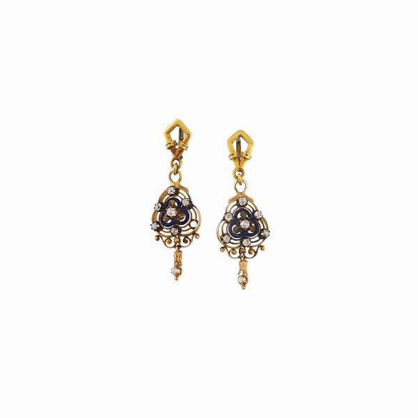 PAIR OF DIAMOND, GOLD AND SILVER EARRINGS  - Auction Important Jewels and Silver - Casa d'Aste International Art Sale