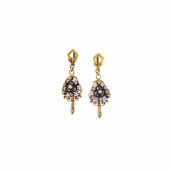 PAIR OF DIAMOND, GOLD AND SILVER EARRINGS
