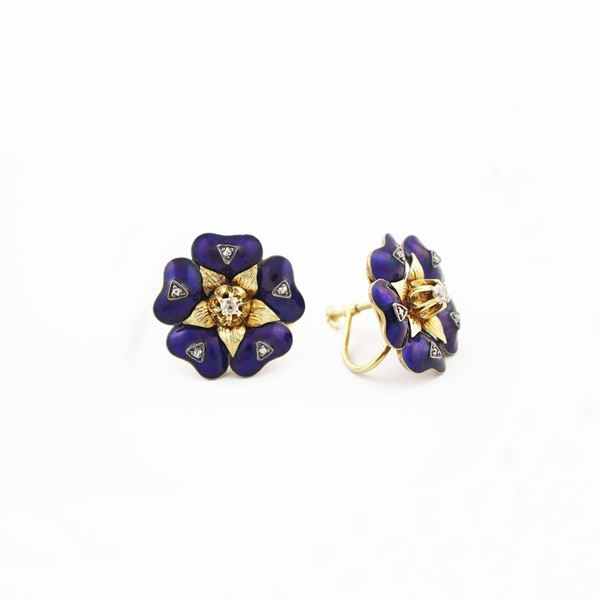 PAIR OF DIAMOND, GOLD AND SILVER EARRINGS
