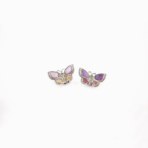 PAIR OF GEM SET AND GOLD EARRINGS