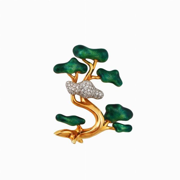 DIAMOND AND GOLD BROOCH