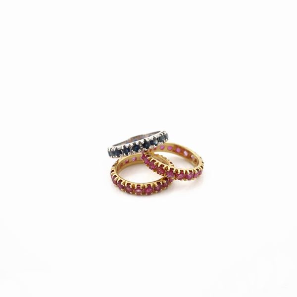 RUBY, SAPPHIRE AND GOLD SET  - Auction Timed Jewelery Auction - Casa d'Aste International Art Sale