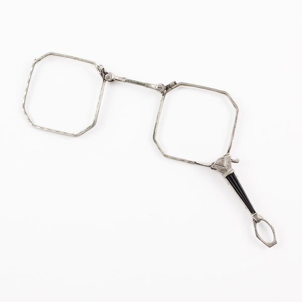 SILVER AND ONYX LORGNETTE