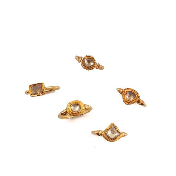 FIVE DIAMOND AND GOLD RINGS