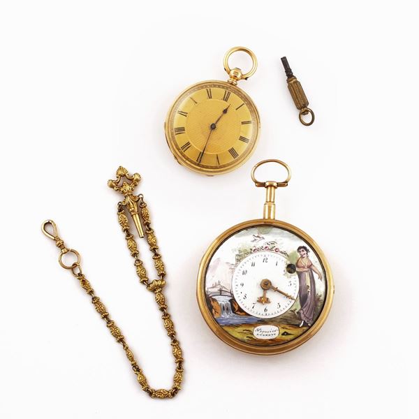 Set of two gold pocket watches