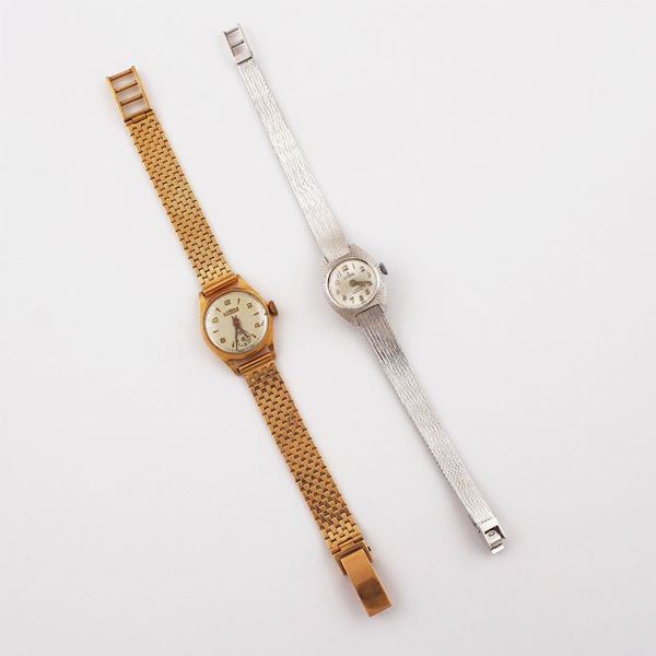 SET OF TWO GOLD LADY’S WRISTWATCHES, YELLOW AND WHITE GOLD