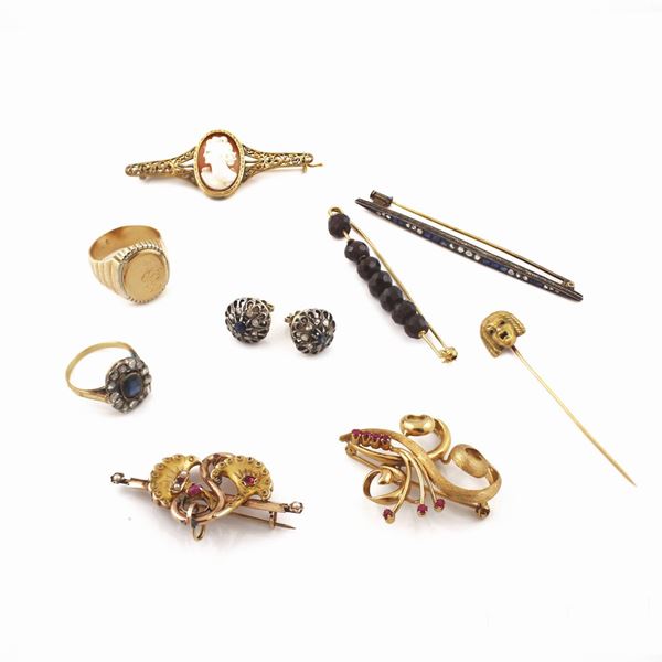GEM SET, GOLD AND SILVER LOT
