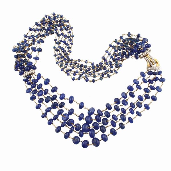 SAPPHIRE, DIAMOND AND GOLD NECKLACE  - Auction Important Jewels and Silver - Casa d'Aste International Art Sale