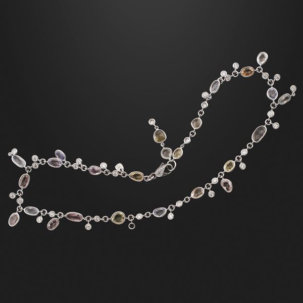 CORUNDUM, DIAMOND AND GOLD NECKLACE