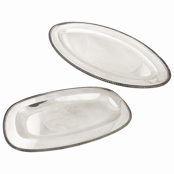 TWO SILVER TRAYS