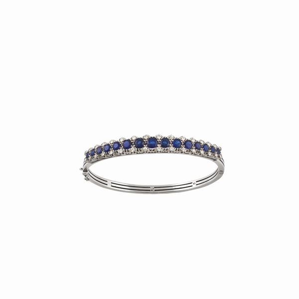 SAPPHIRE, DIAMOND AND GOLD BRACELET