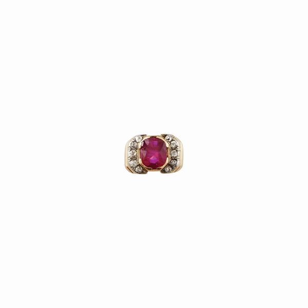 RUBY, PLATINUM AND GOLD RING  - Auction Important Jewels and Silver - Casa d'Aste International Art Sale
