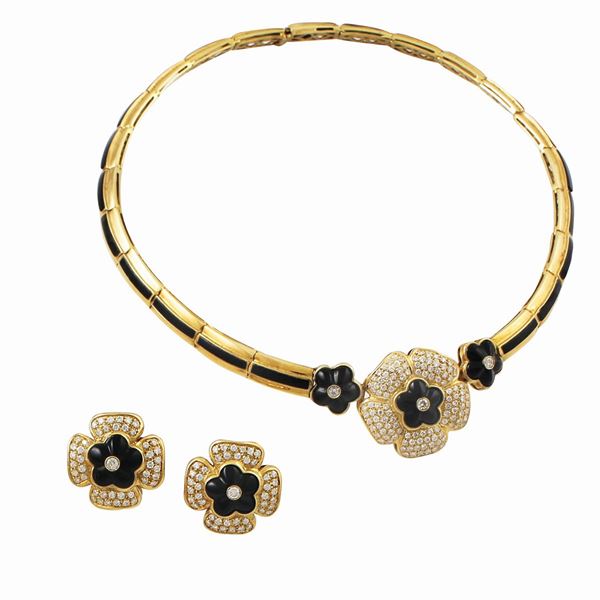 DIAMOND, ONYX AND GOLD PARURE