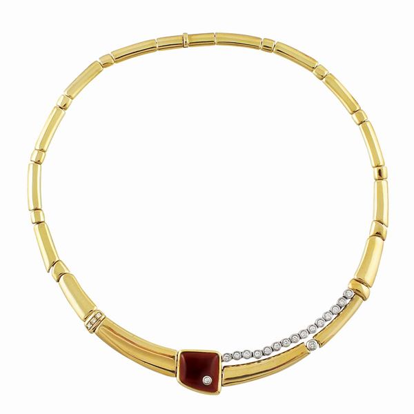 Manfredi - CARNELIAN, DIAMOND AND GOLD NECKLACE