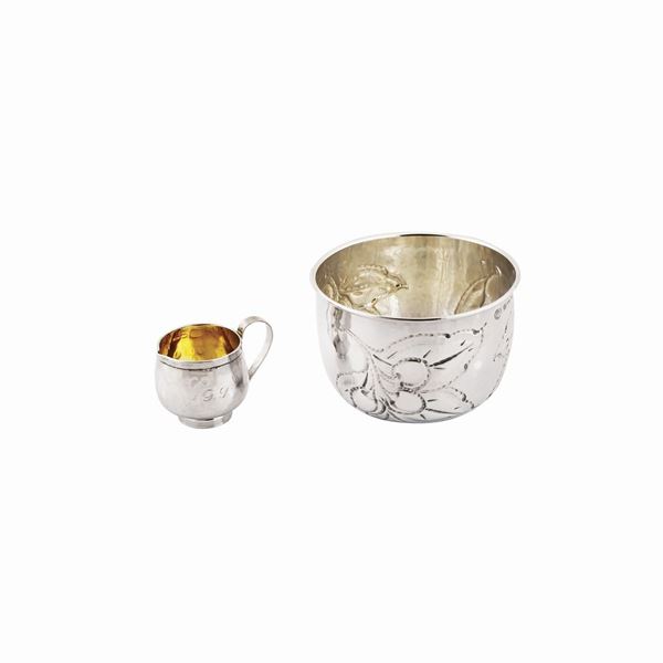 SILVER BOWL AND MILK JUG