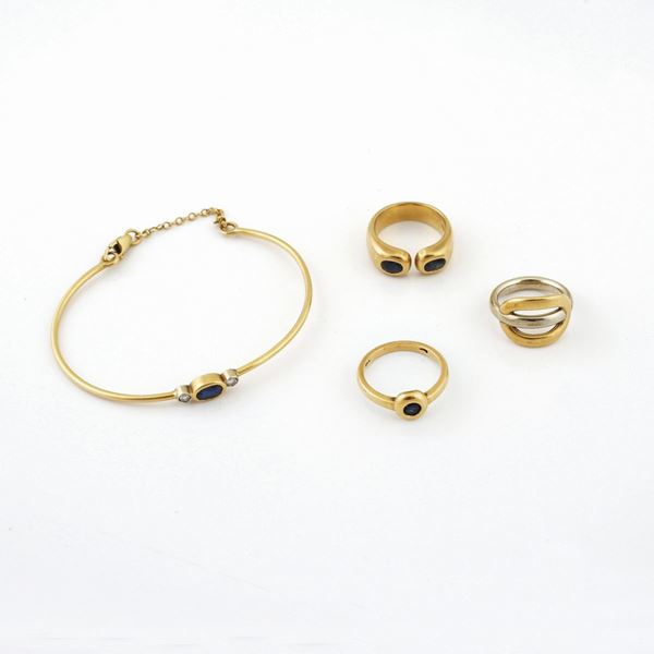 DIAMOND, SAPPHIRE AND GOLD LOT