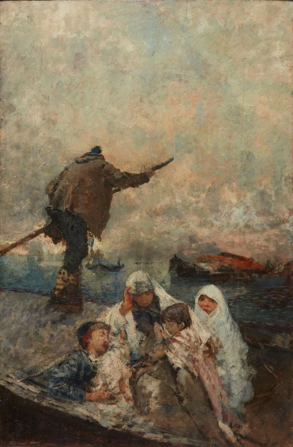 Barcone a Chioggia  - Asta Asta a Tempo Dipinti di Arte Moderna, Contemporanea e XIX Secolo - Casa d'Aste International Art Sale
