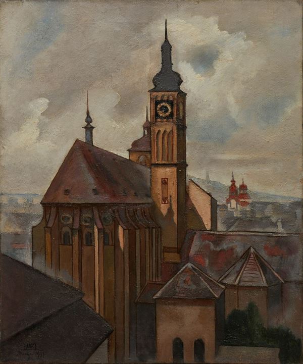 Anselmo Bucci : Praga, Chiesa di S. Jacob  (1931)  - Asta Asta a Tempo Dipinti di Arte Moderna, Contemporanea e XIX Secolo - Casa d'Aste International Art Sale