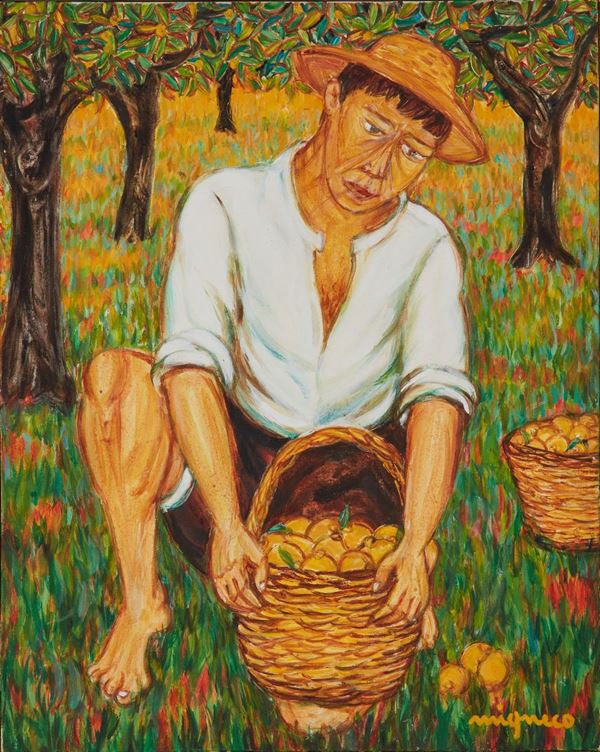 Raccoglitore  (anni ‘70)  - Asta Asta a Tempo Dipinti di Arte Moderna, Contemporanea e XIX Secolo - Casa d'Aste International Art Sale