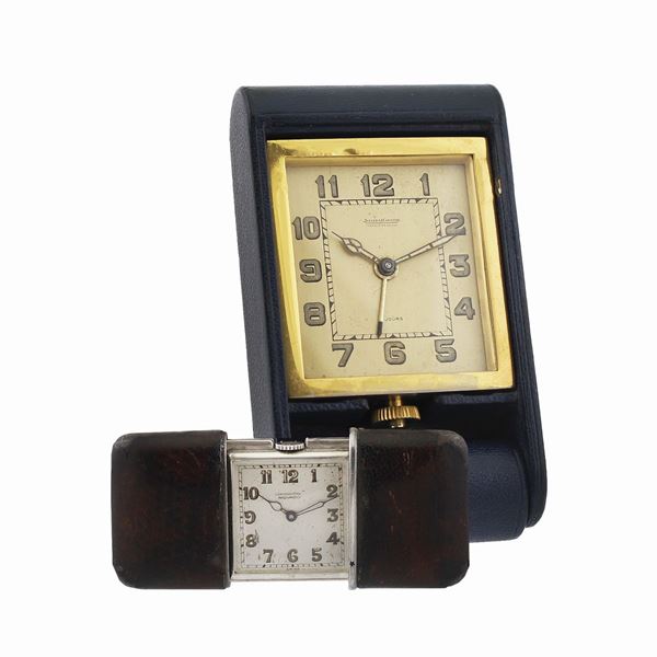 Set of desk travel watch signed JaegerLeCoultre and Movado “Ermeto”