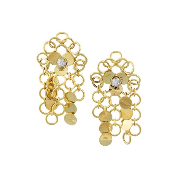 PAIR OF DIAMOND AND GOLD EARRINGS  - Auction Important Jewelry - Casa d'Aste International Art Sale