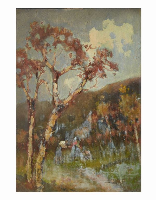 Paesaggio campestre con alberi