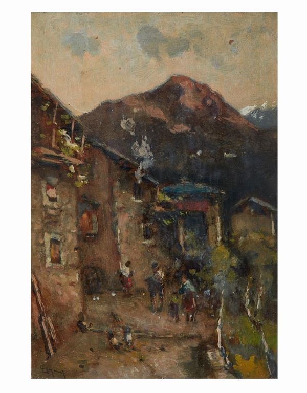 Case di montagna con figure