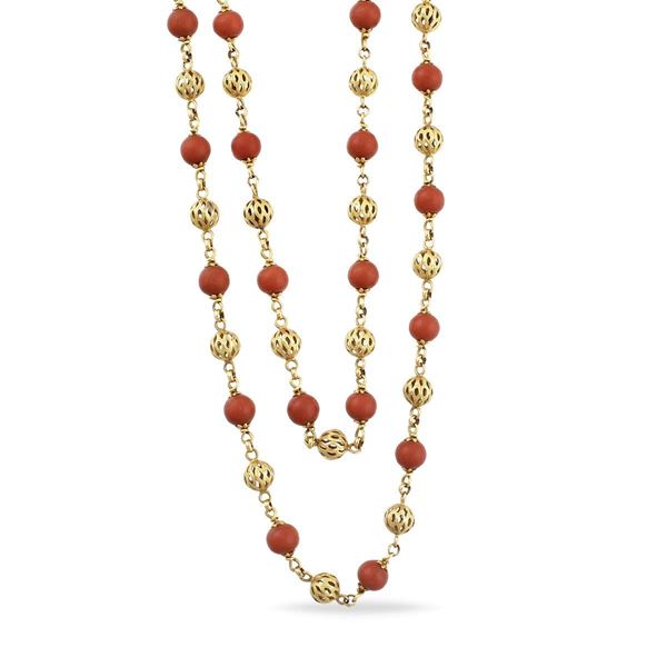 CORAL AND GOLD NECKLACE  - Auction Important Jewelry - Casa d'Aste International Art Sale