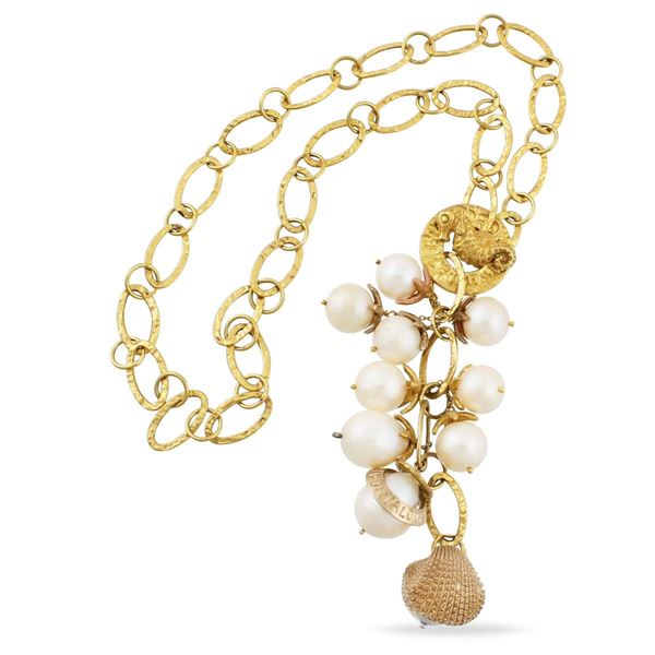 GOLD NECKLACE WITH FRESHWATER PEARL AND GOLD CLASP  - Auction Important Jewelry - Casa d'Aste International Art Sale