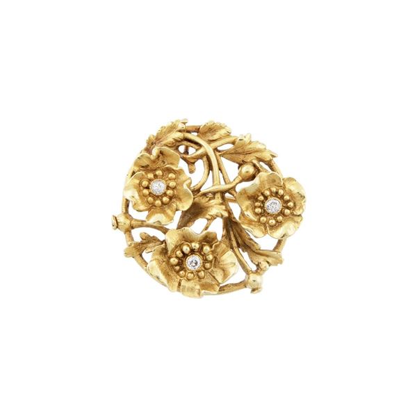 DIAMOND AND GOLD BROOCH