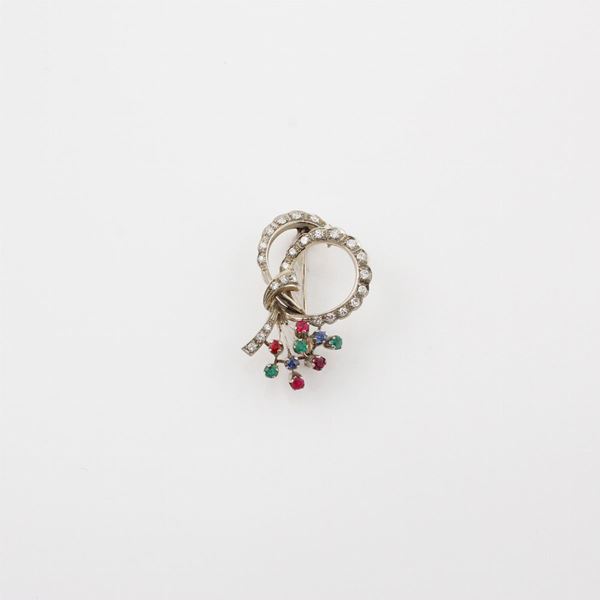 GEM SET AND GOLD BROOCH