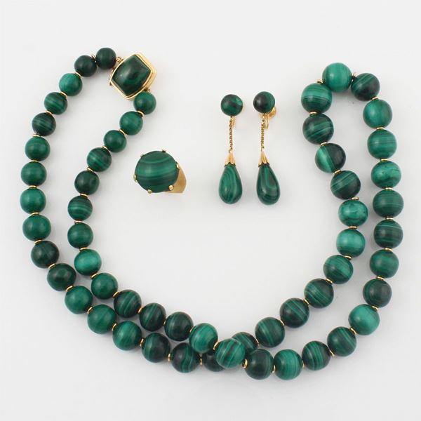 MALACHITE AND GOLD LOT  - Auction Jewelery, Watches and Objects of Art - Casa d'Aste International Art Sale