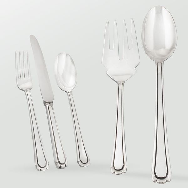TWELVE SILVER CUTLERY SERVICE, CLEMENTI for CALDERONI  - Auction Jewelery, Watches and Objects of Art - Casa d'Aste International Art Sale