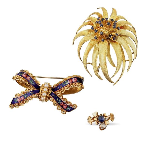 SAPPHIRE, DIAMOND AND GOLD LOT